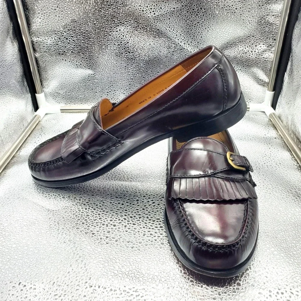 Cole Haan‎ Kiltie Fringe Monk Strap Loafer Dress Shoes Mens 10 Oxblood Leather